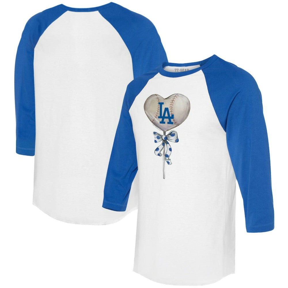 Los Angeles Dodgers Tiny Turnip Women's Heart Lolly 3/4-Sleeve Raglan T-Shirt Clearance