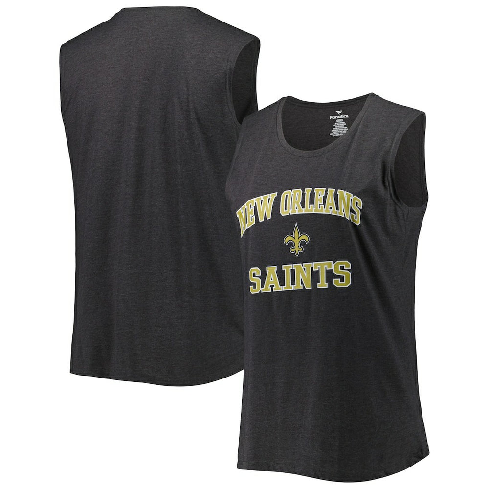 New Orleans Saints Women's Plus Size Tank Top Heather Charcoal - Fanatics