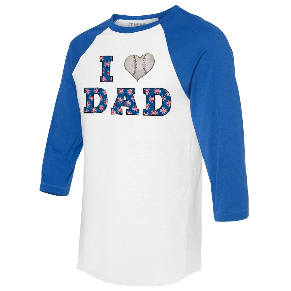 Chicago Cubs Tiny Turnip Women's I Love Dad 3/4-Sleeve Raglan T-Shirt On Sale