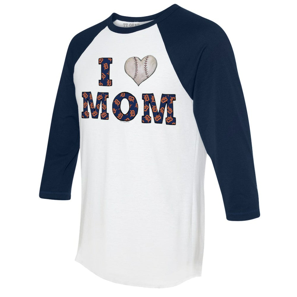 Detroit Tigers Tiny Turnip Women's I Love Mom 3/4-Sleeve Raglan T-Shirt Sale