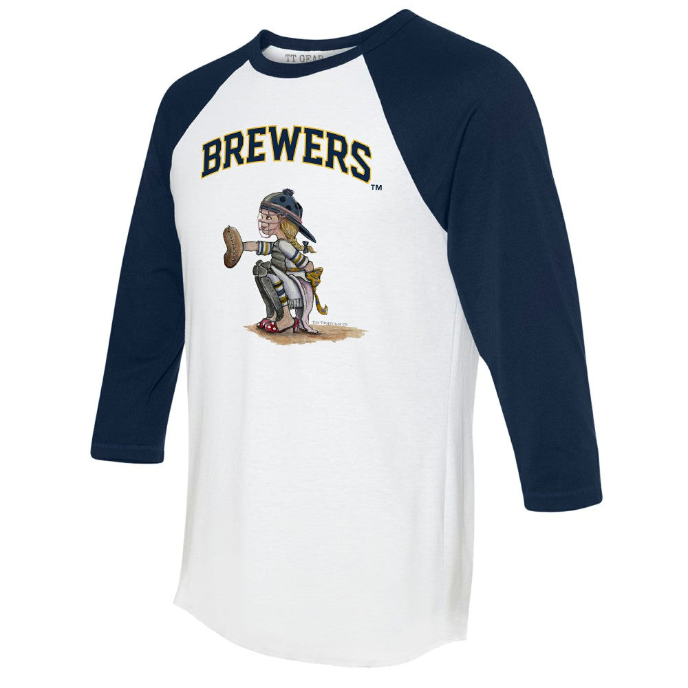 Milwaukee Brewers Tiny Turnip Women's Kate 3/4-Sleeve Raglan T-Shirt for sale