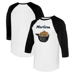 Miami Marlins Tiny Turnip Women's Nacho Helmet 3/4-Sleeve Raglan T-Shirt On Sale