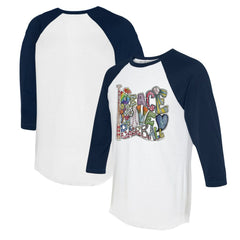 Seattle Mariners Tiny Turnip Women's Peace Love Baseball 3/4-Sleeve Raglan T-Shirt for sale