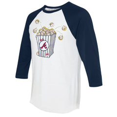 Atlanta Braves Tiny Turnip Women's Popcorn 3/4-Sleeve Raglan T-Shirt Clearance