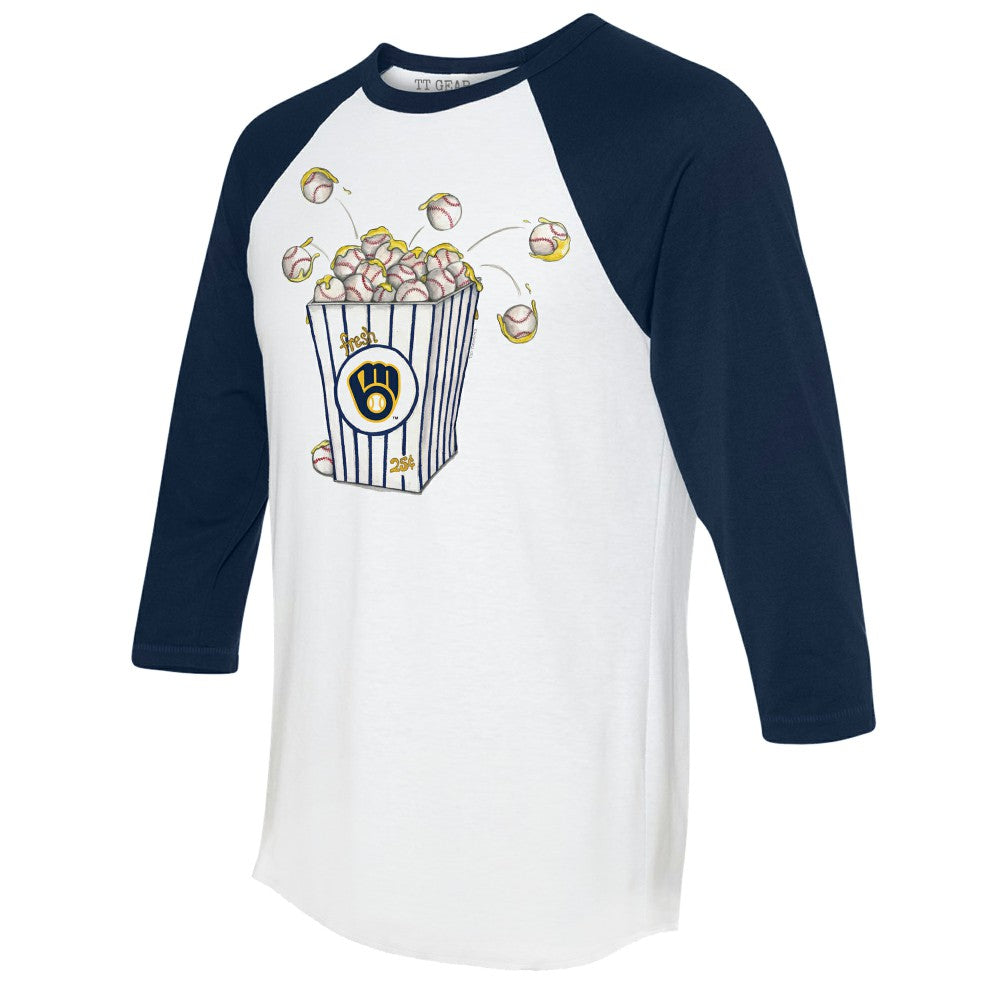 Milwaukee Brewers Tiny Turnip Women's Popcorn 3/4-Sleeve Raglan T-Shirt Sale
