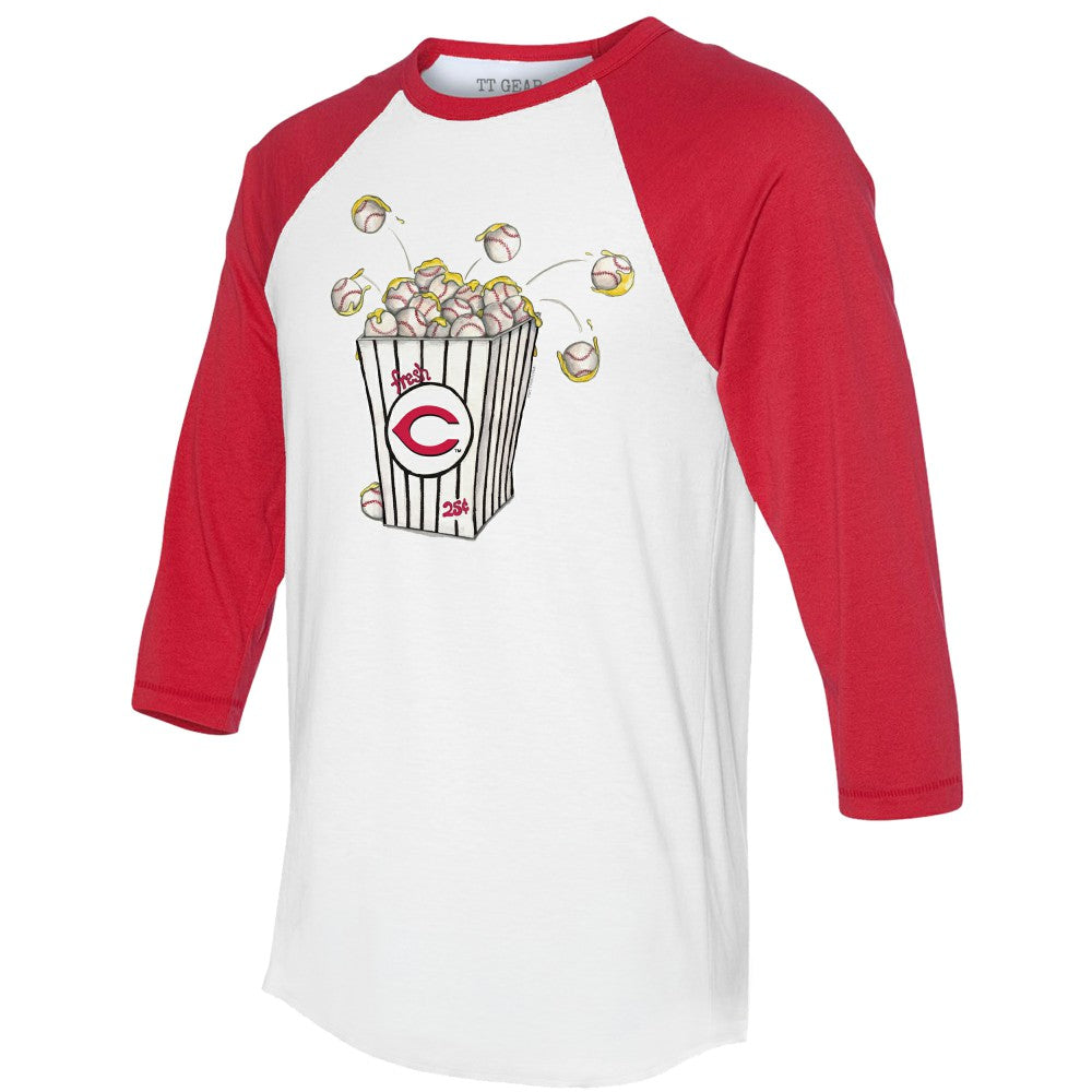 Cincinnati Reds Tiny Turnip Women's Popcorn 3/4-Sleeve Raglan T-Shirt Clearance