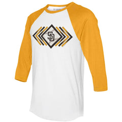 San Diego Padres Tiny Turnip Women's Prism Arrows 3/4-Sleeve Raglan T-Shirt Lifestyle