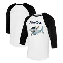 Miami Marlins Tiny Turnip Women's Shark 3/4-Sleeve Raglan T-Shirt Clearance