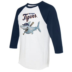 Detroit Tigers Tiny Turnip Women's Shark 3/4-Sleeve Raglan T-Shirt Lifestyle