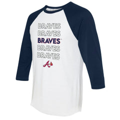 Atlanta Braves Tiny Turnip Women's Stacked 3/4-Sleeve Raglan T-Shirt On Sale