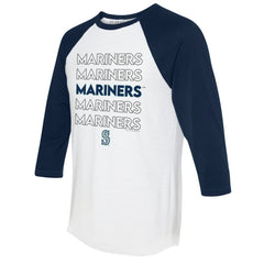Seattle Mariners Tiny Turnip Women's Stacked 3/4-Sleeve Raglan T-Shirt Lifestyle