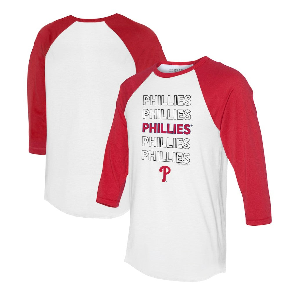 Philadelphia Phillies Tiny Turnip Unisex Stacked 3/4-Sleeve Raglan T-Shirt Sale