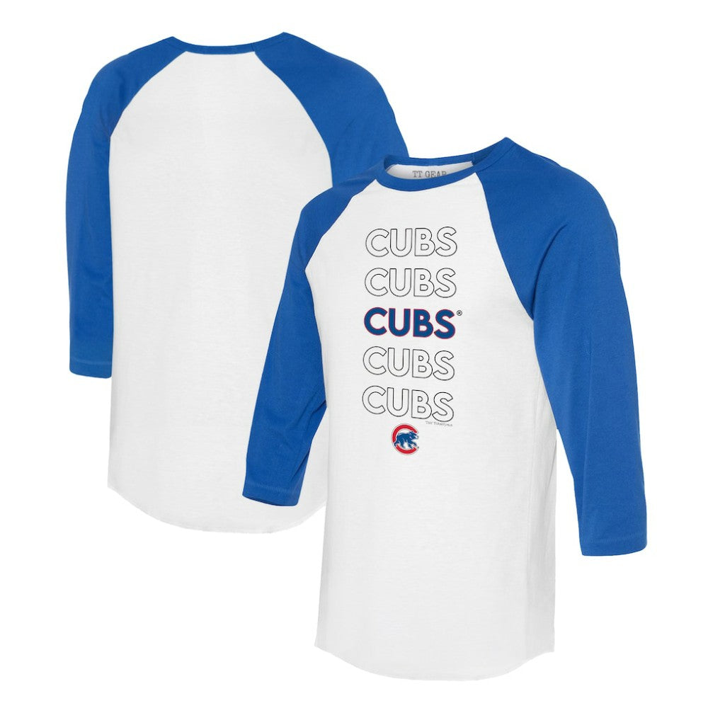Chicago Cubs Tiny Turnip Unisex Stacked 3/4-Sleeve Raglan T-Shirt Clearance