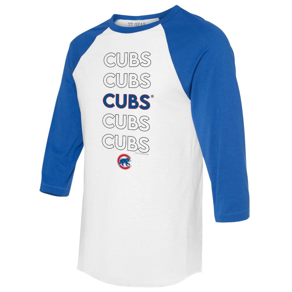 Chicago Cubs Tiny Turnip Unisex Stacked 3/4-Sleeve Raglan T-Shirt Clearance