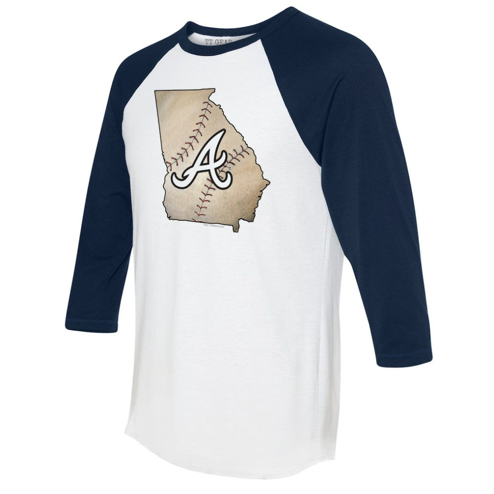 Atlanta Braves Tiny Turnip Unisex State Outline 3/4-Sleeve Raglan T-Shirt discount