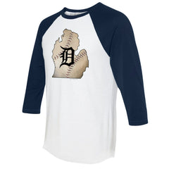 Detroit Tigers Tiny Turnip Unisex State Outline 3/4-Sleeve Raglan T-Shirt Online