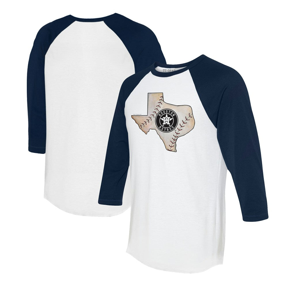Houston Astros Tiny Turnip Unisex State Outline 3/4-Sleeve Raglan T-Shirt Clearance