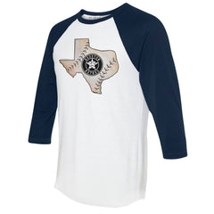Houston Astros Tiny Turnip Unisex State Outline 3/4-Sleeve Raglan T-Shirt Clearance