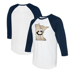 Minnesota Twins Tiny Turnip Unisex State Outline 3/4-Sleeve Raglan T-Shirt Online