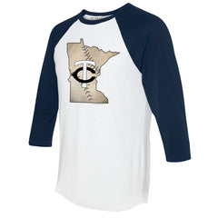 Minnesota Twins Tiny Turnip Unisex State Outline 3/4-Sleeve Raglan T-Shirt Online
