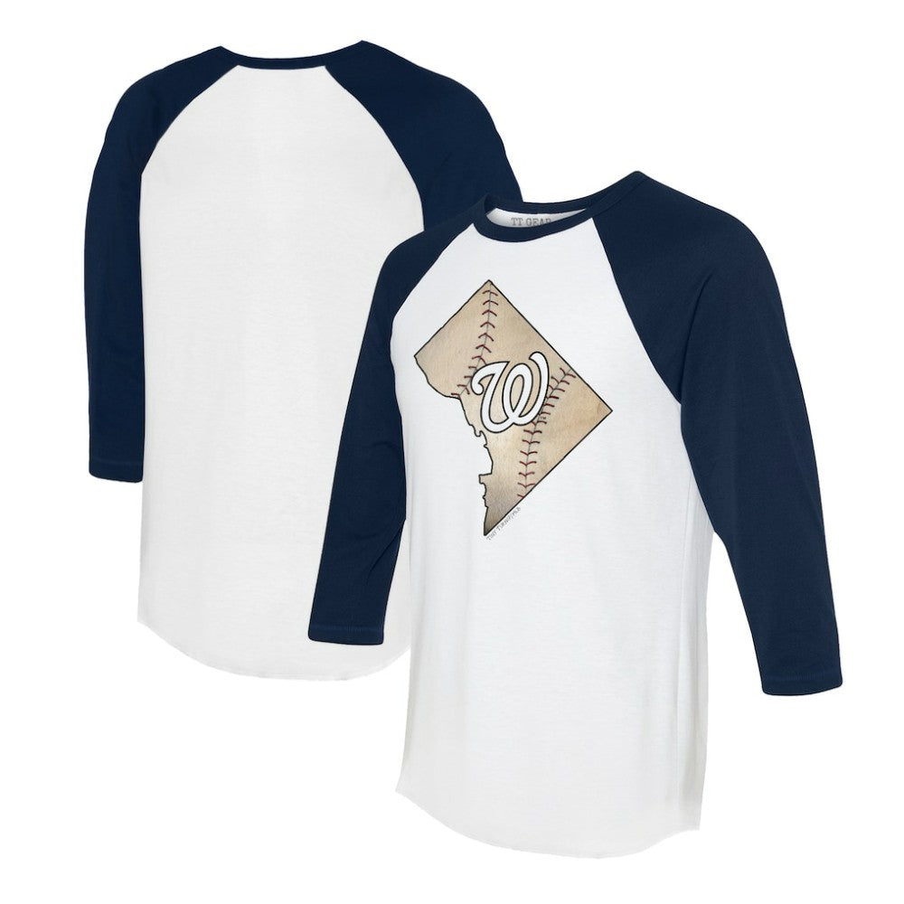 Washington Nationals Tiny Turnip Unisex State Outline 3/4-Sleeve Raglan T-Shirt Online
