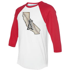 Los Angeles Angels Tiny Turnip Unisex State Outline 3/4-Sleeve Raglan T-Shirt Clearance