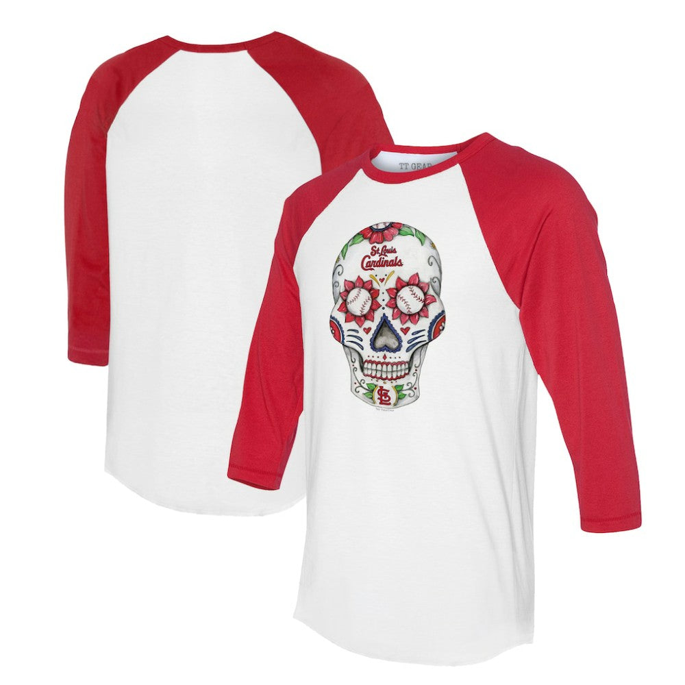 St. Louis Cardinals Tiny Turnip Unisex Sugar Skull 3/4-Sleeve Raglan T-Shirt Sale