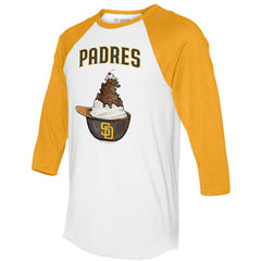 San Diego Padres Tiny Turnip Unisex Sundae Helmet 3/4-Sleeve Raglan T-Shirt for sale