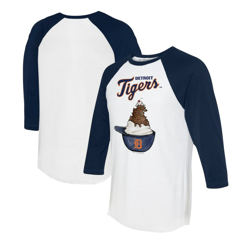 Detroit Tigers Tiny Turnip Unisex Sundae Helmet 3/4-Sleeve Raglan T-Shirt for sale