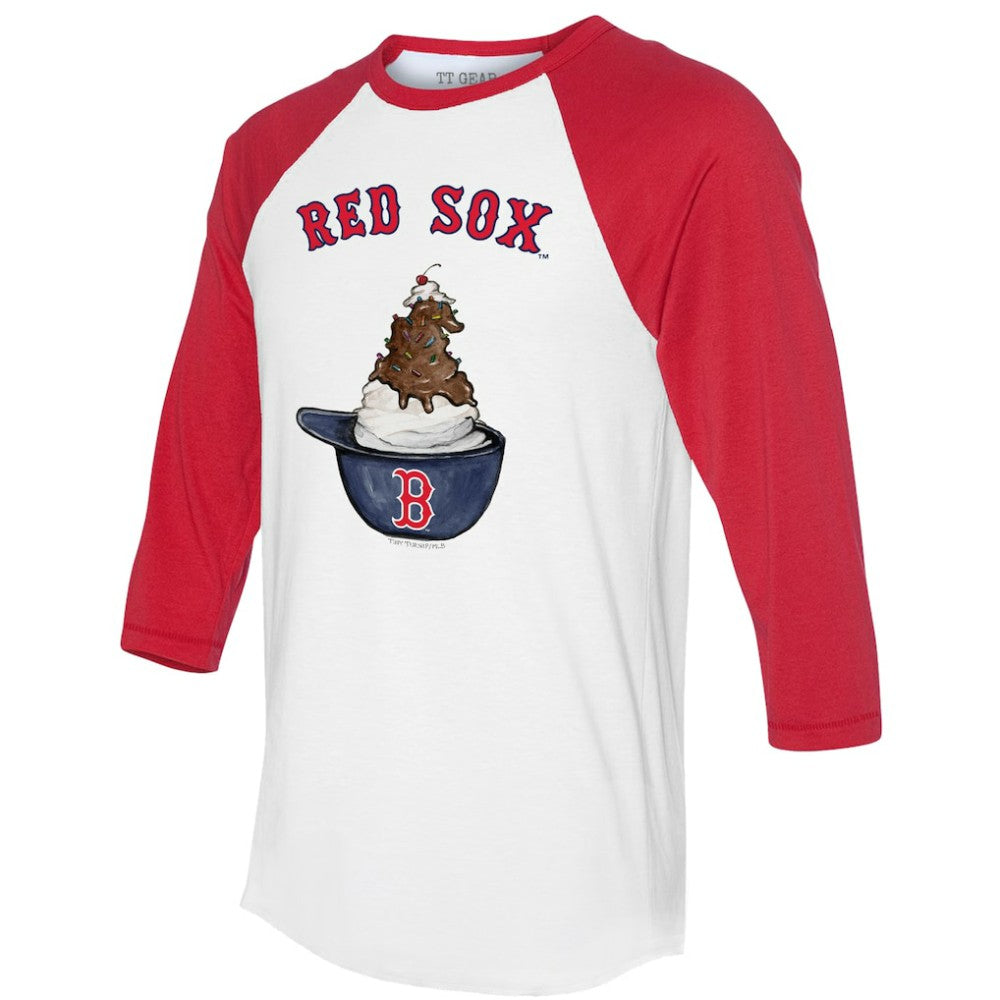 Boston Red Sox Tiny Turnip Unisex Sundae Helmet 3/4-Sleeve Raglan T-Shirt Clearance