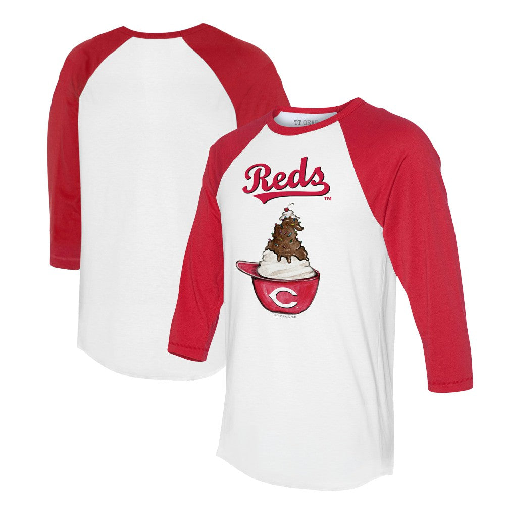 Cincinnati Reds Tiny Turnip Unisex Sundae Helmet 3/4-Sleeve Raglan T-Shirt Sale