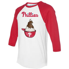 Philadelphia Phillies Tiny Turnip Unisex Sundae Helmet 3/4-Sleeve Raglan T-Shirt Lifestyle