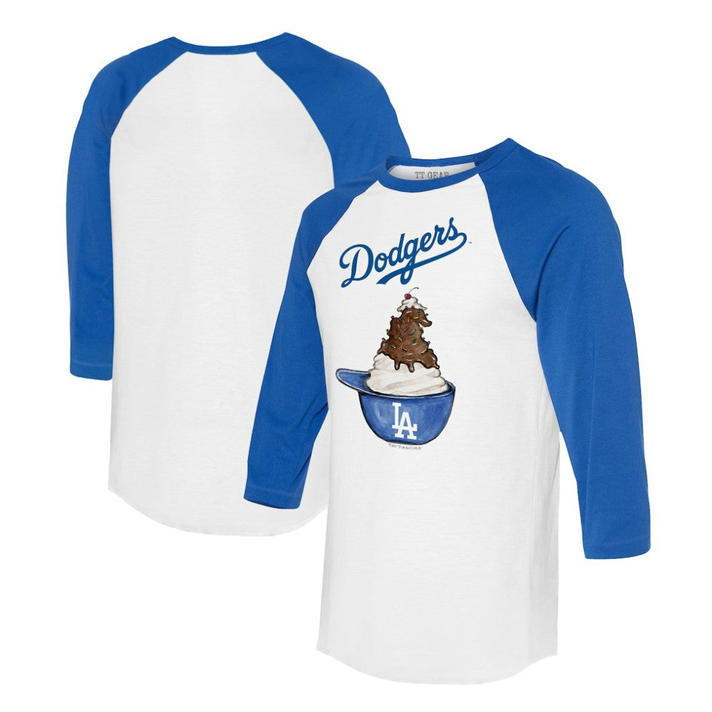 Los Angeles Dodgers Tiny Turnip Unisex Sundae Helmet 3/4-Sleeve Raglan T-Shirt On Sale