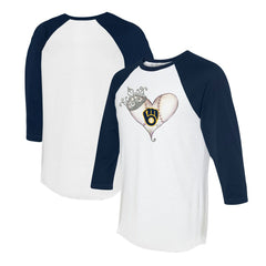 Milwaukee Brewers Tiny Turnip Unisex Tiara Heart 3/4-Sleeve Raglan T-Shirt Lifestyle
