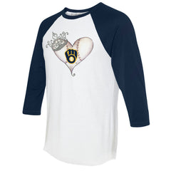 Milwaukee Brewers Tiny Turnip Unisex Tiara Heart 3/4-Sleeve Raglan T-Shirt Lifestyle