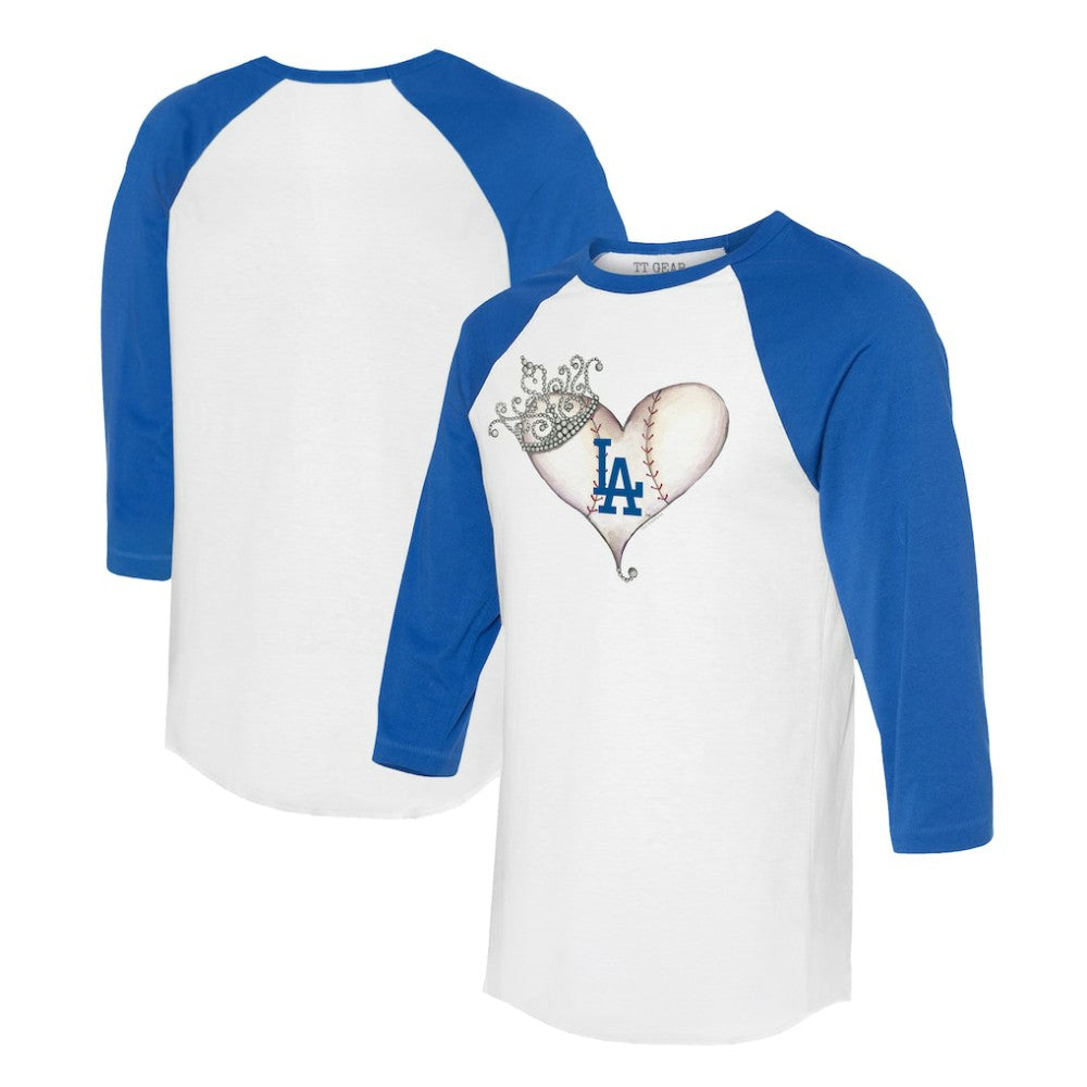 Los Angeles Dodgers Tiny Turnip Unisex Tiara Heart 3/4-Sleeve Raglan T-Shirt On Sale