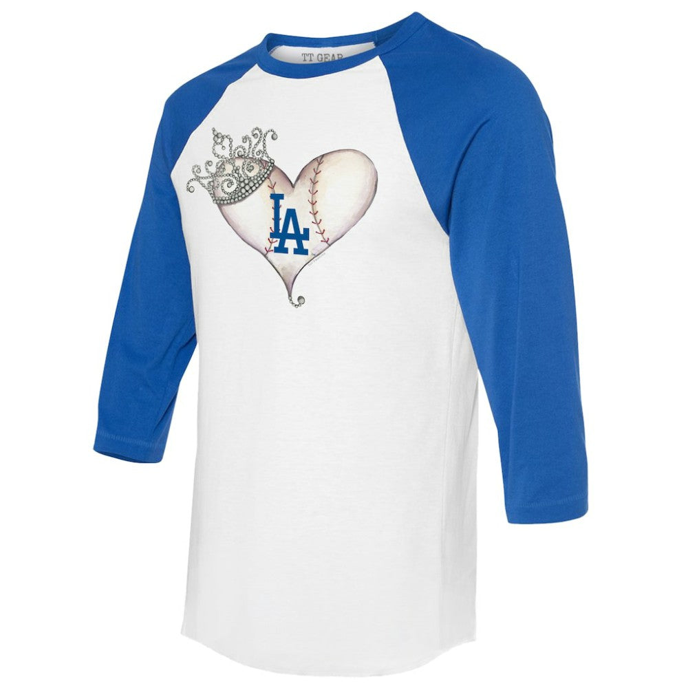Los Angeles Dodgers Tiny Turnip Unisex Tiara Heart 3/4-Sleeve Raglan T-Shirt On Sale