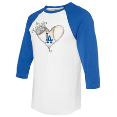 Los Angeles Dodgers Tiny Turnip Unisex Tiara Heart 3/4-Sleeve Raglan T-Shirt On Sale