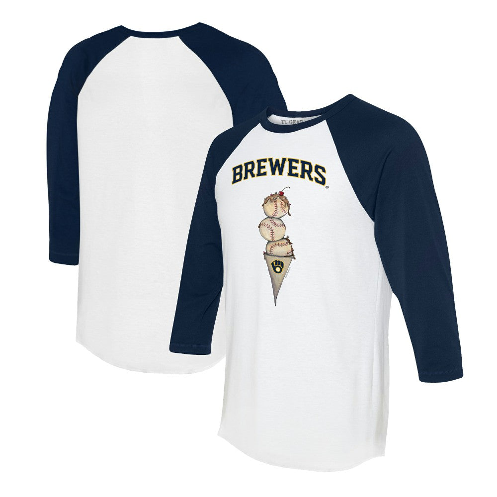 Milwaukee Brewers Tiny Turnip Unisex Triple Scoop 3/4-Sleeve Raglan T-Shirt Clearance