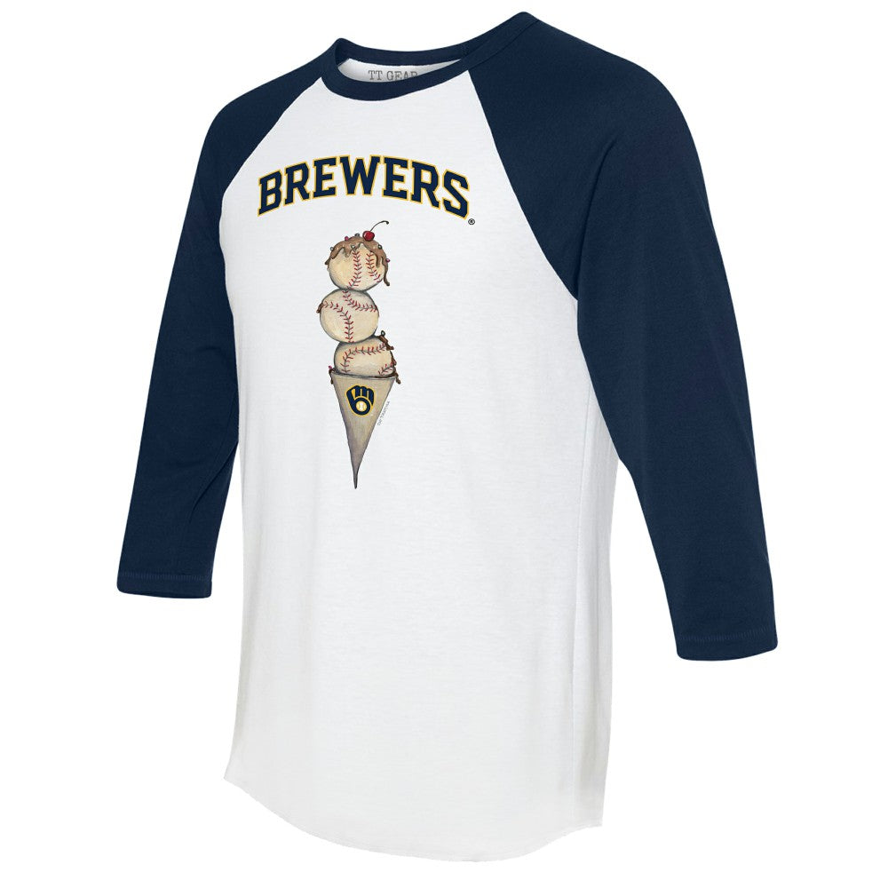 Milwaukee Brewers Tiny Turnip Unisex Triple Scoop 3/4-Sleeve Raglan T-Shirt Clearance