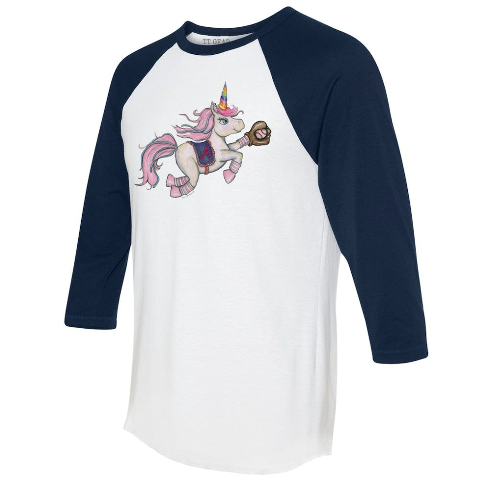 Atlanta Braves Tiny Turnip Unisex Unicorn 3/4-Sleeve Raglan T-Shirt Sale
