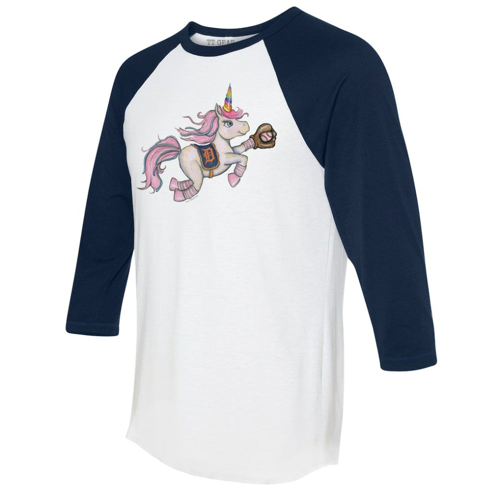 Detroit Tigers Tiny Turnip Unisex Unicorn 3/4-Sleeve Raglan T-Shirt Lifestyle