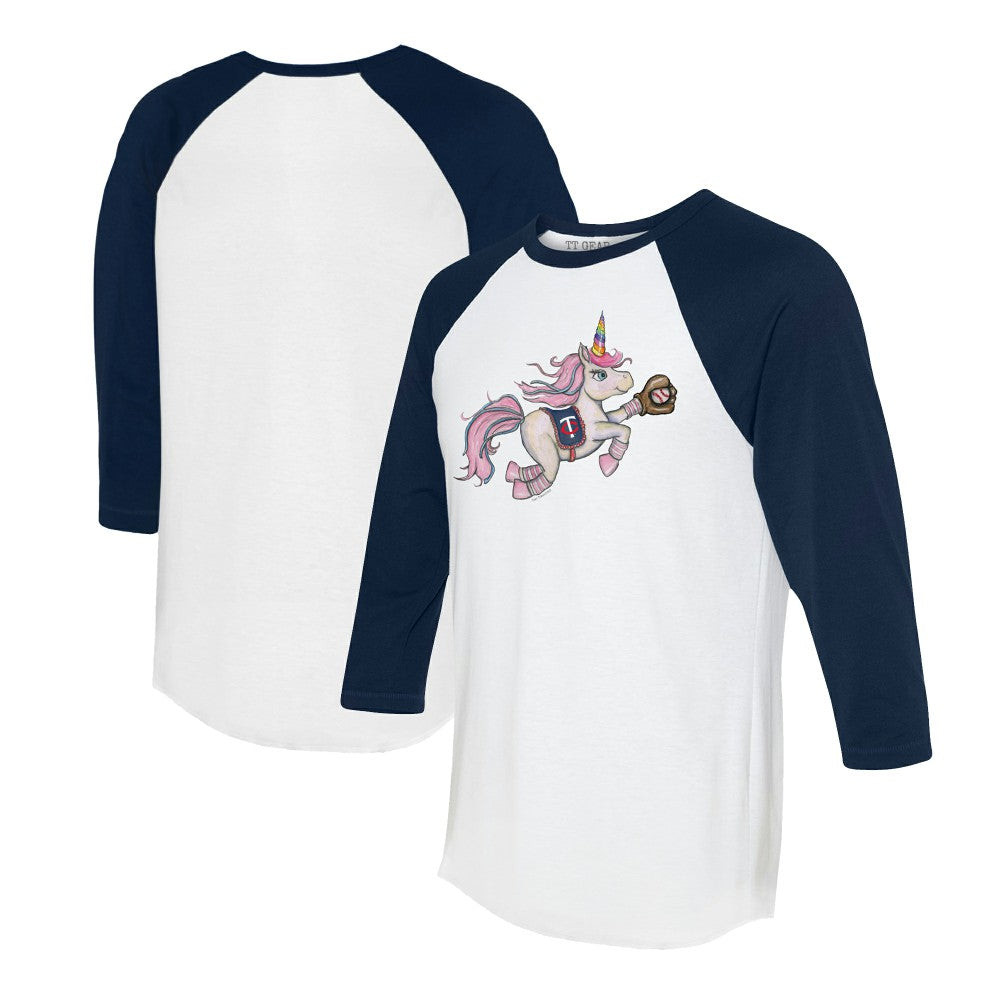Minnesota Twins Tiny Turnip Unisex Unicorn 3/4-Sleeve Raglan T-Shirt for sale
