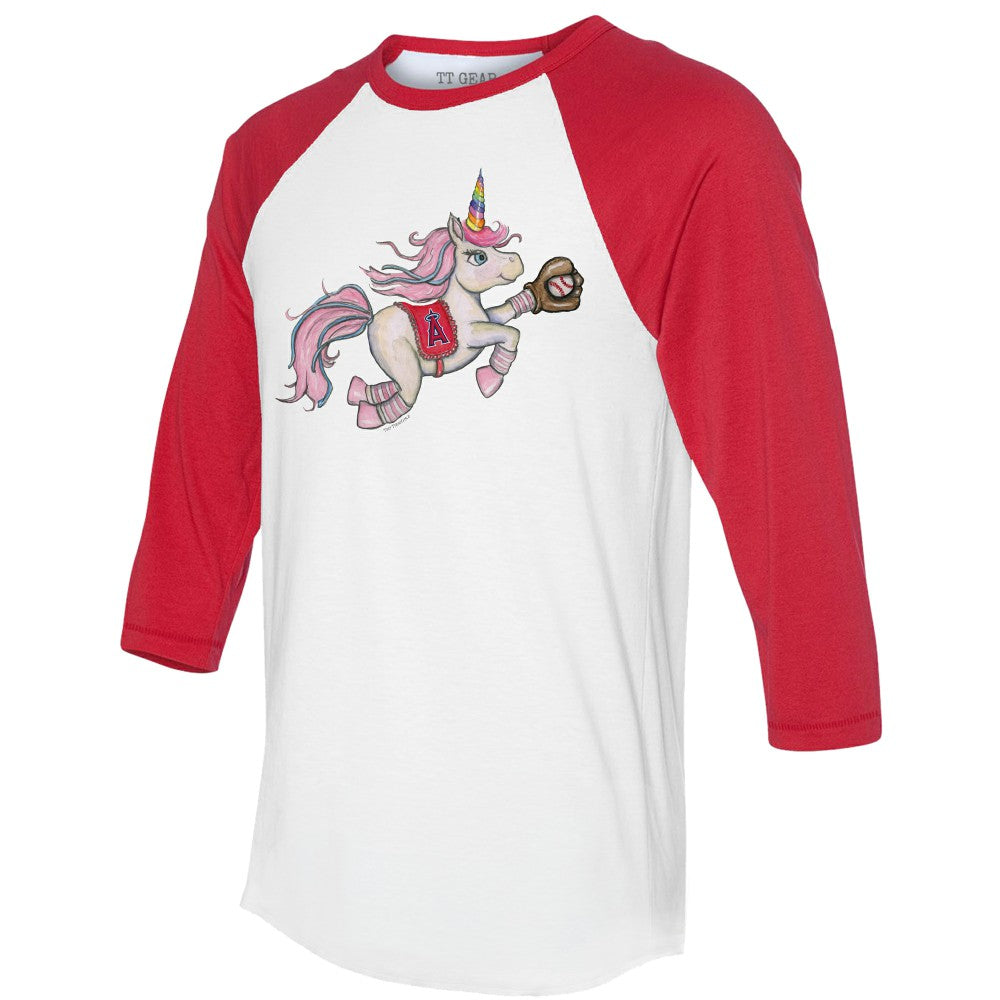 Los Angeles Angels Tiny Turnip Unisex Unicorn 3/4-Sleeve Raglan T-Shirt for sale