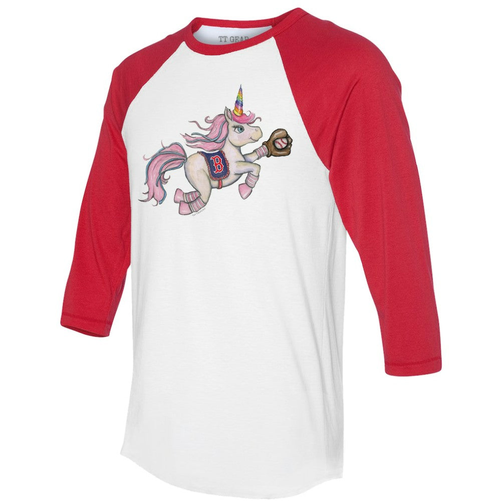 Boston Red Sox Tiny Turnip Unisex Unicorn 3/4-Sleeve Raglan T-Shirt Sale