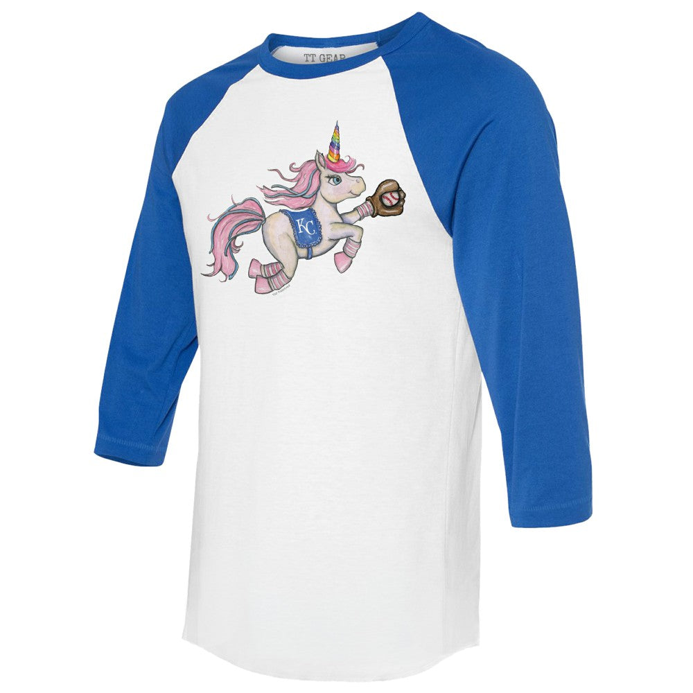 Kansas City Royals Tiny Turnip Unisex Unicorn 3/4-Sleeve Raglan T-Shirt Lifestyle