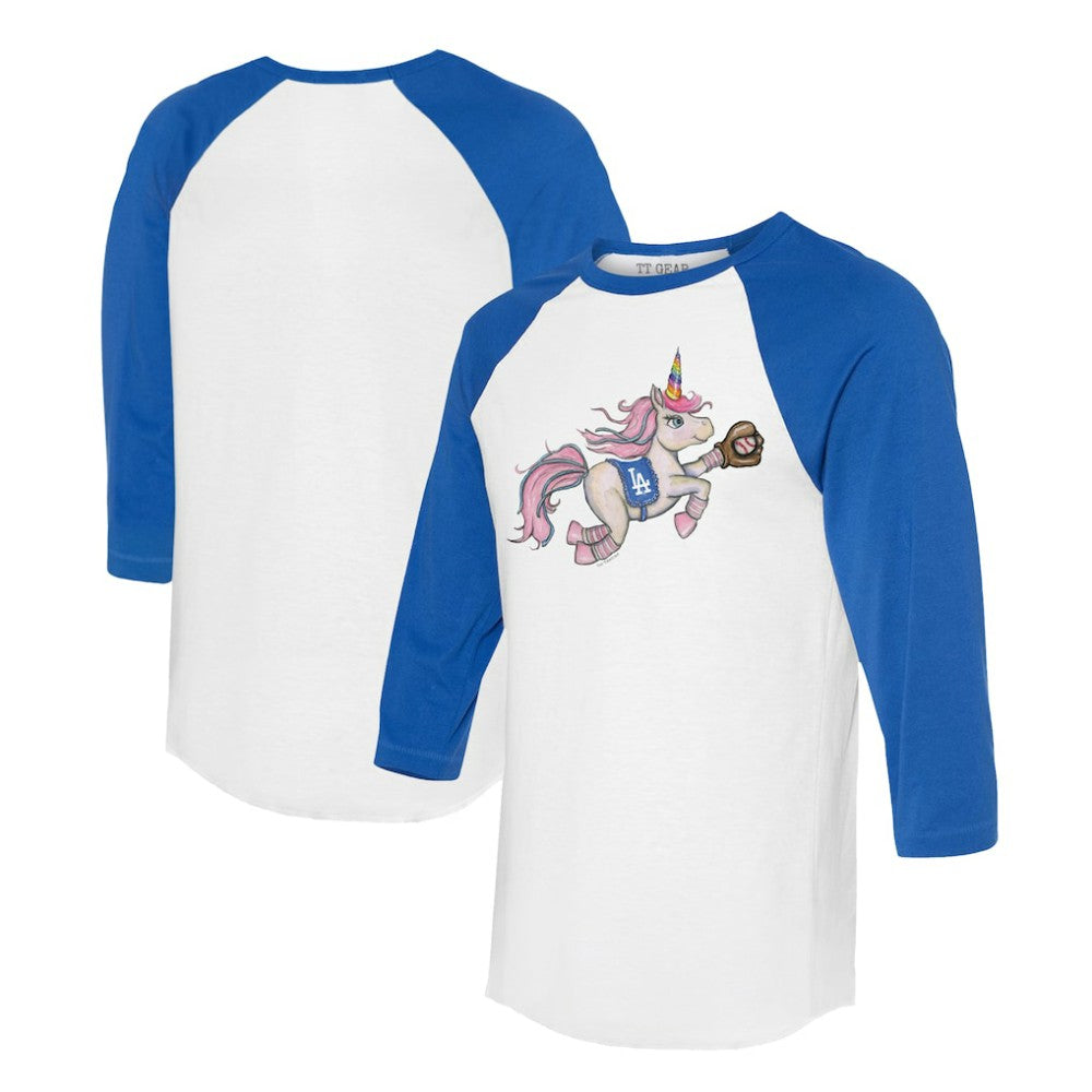 Los Angeles Dodgers Tiny Turnip Unisex Unicorn 3/4-Sleeve Raglan T-Shirt On Sale