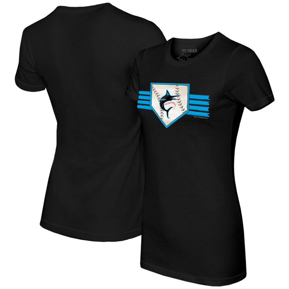 Miami Marlins Tiny Turnip Women's Base Stripe T-Shirt Near Me