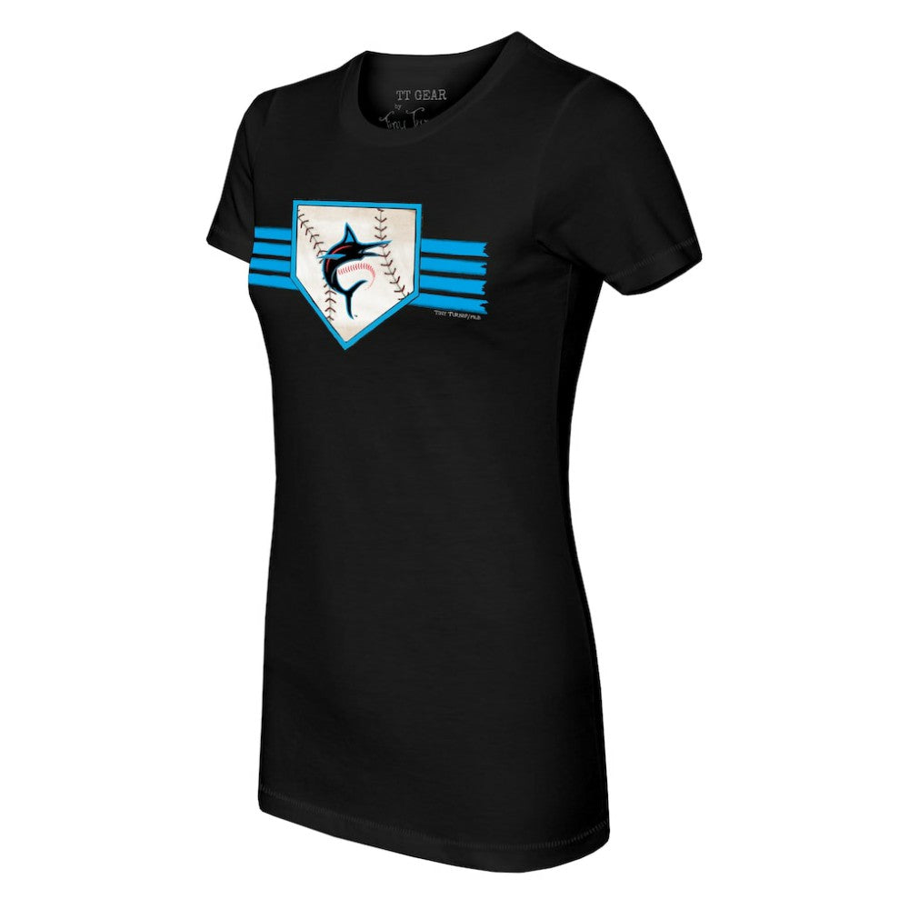 Miami Marlins Tiny Turnip Women's Base Stripe T-Shirt Near Me