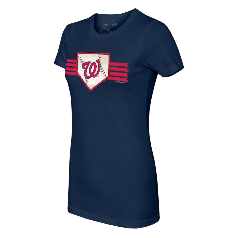 Washington Nationals Tiny Turnip Women's Base Stripe T-Shirt Near Me